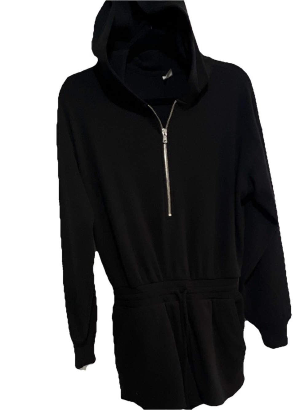 Gilly Hicks Black Hooded Half-Zip Jumpsuit Romper size S